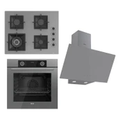 Ferre FLAMEART SC Serisi Gri Set (SC408-WFA + XE63CPR +D079 ) - 65 cm'lik Kare Döküm Izgara-WOK - 1