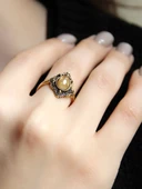 Doğal Taş Sitrin Doğal Taşlı Antik Ayarlanabilir Kadın Yüzük euy20s thumbnail 2