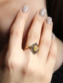 Doğal Taş Sitrin Doğal Taşlı Antik Ayarlanabilir Kadın Yüzük euy20s thumbnail 1