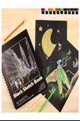 Telli Siyah Defter A5 40 Yaprak Eskiz Fotoğraf Albümü Simli Neon Kalem Simli Bant Sarı Beyaz Kurşun Jel Kalem Kalemtraş - 4
