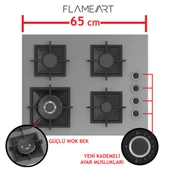 FERRE SC408-WFA FLAMEART GRİ BĞZ. DÖKÜM IZG. 65 CM CAM OCAK - 2