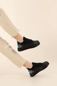 Albishoes Kadın Yüksek Taban Desenli Hafif Rahat Keten Günlük Bağcıklı Kadın Sneaker Spor Ayakkkabı - 2