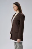 Acı Kahve Oversize Uzun Blazer Ceket - 5