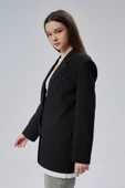 Siyah Oversize Uzun Blazer Ceket - 6
