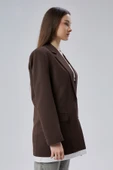 Acı Kahve Oversize Uzun Blazer Ceket - 3