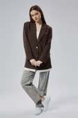 Acı Kahve Oversize Uzun Blazer Ceket - 10