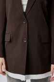 Acı Kahve Oversize Uzun Blazer Ceket - 4