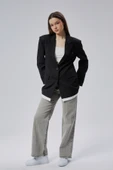 Siyah Oversize Uzun Blazer Ceket - 3