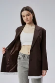 Acı Kahve Oversize Uzun Blazer Ceket - 2