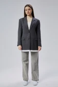 Antrasit Oversize Uzun Blazer Ceket - 9