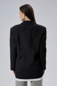 Siyah Oversize Uzun Blazer Ceket - 9