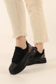 Albishoes Kadın Yüksek Taban Desenli Hafif Rahat Keten Günlük Bağcıklı Kadın Sneaker Spor Ayakkkabı - 1