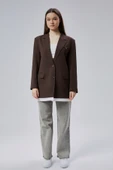 Acı Kahve Oversize Uzun Blazer Ceket - 12