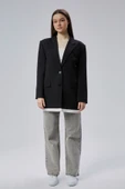 Siyah Oversize Uzun Blazer Ceket - 5