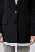 Siyah Oversize Uzun Blazer Ceket - 4