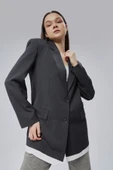 Antrasit Oversize Uzun Blazer Ceket - 4