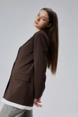 Acı Kahve Oversize Uzun Blazer Ceket - 6