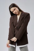 Acı Kahve Oversize Uzun Blazer Ceket - 1