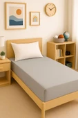 120 x 200 x 30 cm Düz Pamuklu Tek Kişilik Lastikli Fitted Penye Çarşaf - 1