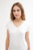 2 Adet Ön ve Arka V Yaka Basic Pamuklu Tişört - 7