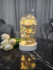 Canım Annem Yazılı Anneler Günü Led Işıklı Solmayan Güllü Gece Lambası Dekor Süs - 5