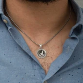 Özel Kutu ve Gümüş Bezi İle ​​Gümüş Hilal Bozkurt Kolye - 3