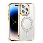 iPhone 14 Pro Max Kılıf Pırlanta Taş Tasarımlı M-safe Şarj Özellikli Karetta Silikon Kılıf thumbnail 10