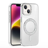 iPhone 13 Kılıf Pırlanta Taş Tasarımlı M-safe Şarj Özellikli Karetta Silikon Kılıf thumbnail 12