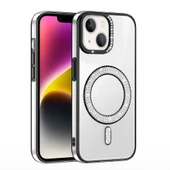 iPhone 13 Kılıf Pırlanta Taş Tasarımlı M-safe Şarj Özellikli Karetta Silikon Kılıf thumbnail 1