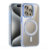 iPhone 15 Pro Kılıf Pırlanta Taş Tasarımlı M-safe Şarj Özellikli Karetta Silikon Kapak - 6