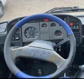 DİKİŞLİ DİREKSİYON KILIFI SİYAH / MAVİ DERİ 2006 IVECO M23 OTOBÜS (fotoğraftaki direksiyon) İÇİN thumbnail 1