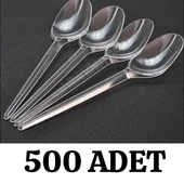 Lüks Plastik Kaşık 500'lü Kullan At Kaşık Sert Kalın Plastik Kaşık - 1