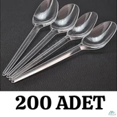 Lüks Plastik Kaşık 200'lü Sert Kalın Plastik Kaşık Kullan At Kaşık - 1