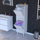 Modilayn İLKİM Modern Çamaşır Ünitesi, 50x138x32,5 cm Gizli 4 Göz Minimalist Akıllı Sepetli Dolap thumbnail 1