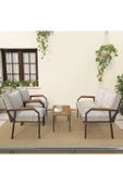 Mygusi Hayal Serisi Balkon, Bahçe, Cafe - Metal Kanepe Koltuk Takımı - 2+1+1 Sehpalı - Açık Gri - 2
