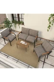 Mygusi Hayal Serisi Balkon, Bahçe, Cafe - Metal Kanepe Koltuk Takımı - 2+1+1 Sehpalı - Cappucino - 3