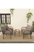 Mygusi Hayal Serisi Balkon, Bahçe, Cafe - Metal Kanepe Koltuk Takımı - 2+1+1 Sehpalı - Cappucino - 2