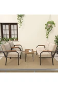 Mygusi Hayal Serisi Balkon, Bahçe, Cafe - Metal Kanepe Koltuk Takımı - 2+1+1 Sehpalı - Krem - 2