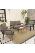 Mygusi Hayal Serisi Balkon, Bahçe, Cafe - Metal Kanepe Koltuk Takımı - 2+1+1 Sehpalı - Cappucino - 1