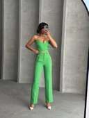 Palazzo pantolonlu alt üst takım yeşil - 5