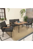 Mygusi Hayal Serisi Balkon, Bahçe, Cafe - Metal Kanepe Koltuk Takımı - 2+1+1 90x60cm Masalı - Antrasit - 1