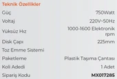 MAX EXTRA MX7285 - Alçıpan Zımparalama Makinesi 750 Watt - Toz Emişli - Led Işıklı - 2