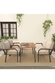 Mygusi Hayal Serisi Balkon, Bahçe, Cafe - Metal Kanepe Koltuk Takımı - 2+1+1 90x60cm Masalı - Krem - 3