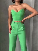 Palazzo pantolonlu alt üst takım yeşil - 3