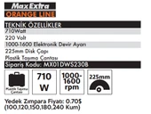 MAX EXTRA DWS230 - Alçıpan Duvar Zımparalama Makinesi 710 Watt - 2