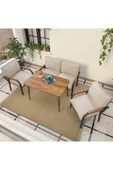 Mygusi Hayal Serisi Balkon, Bahçe, Cafe - Metal Kanepe Koltuk Takımı - 2+1+1 90x60cm Masalı - Krem - 1