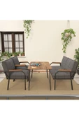 Mygusi Hayal Serisi Balkon, Bahçe, Cafe - Metal Kanepe Koltuk Takımı - 2+1+1 90x60cm Masalı - Koyu Gri - 3