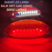 6 Adet Gabari Led Balık Sırtı Dorse Lambası Sarı-kırmızı 12-24 Volt thumbnail 1
