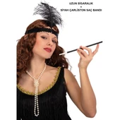 Siyah Retro Charliston Saç Bandı & Sigaralık - 3