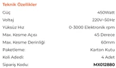 MAX EXTRA MX2880 - Elektronik Devirli Planya Makinesi 450 Watt - 2